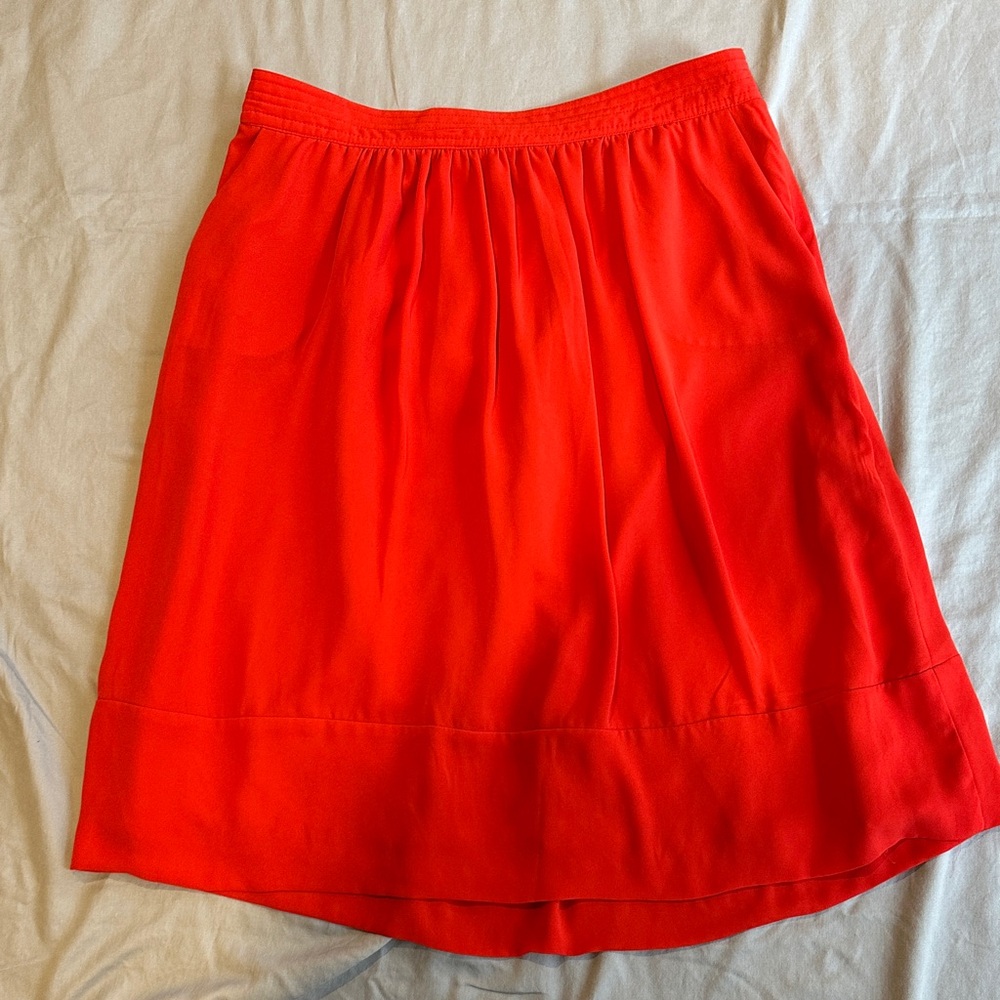 Lila Rose Womens Red A-Line Skirt Size 10 Lined Pockets Side Zip Elastic Back